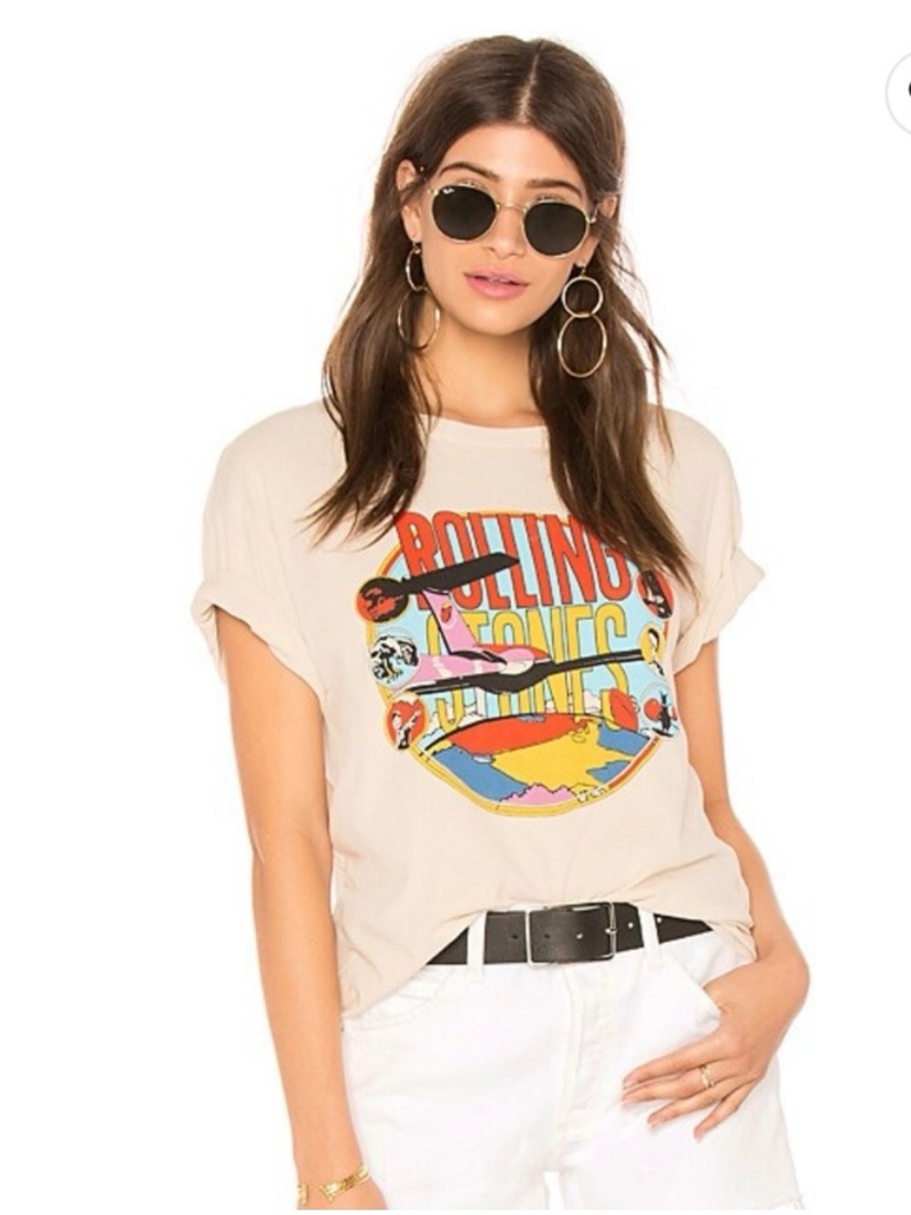 Daydreamer Beige Rolling Stones Retro Graphic Tee